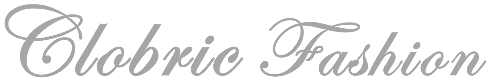 Clobric Fashion logo in silver on a white background and transparent background.