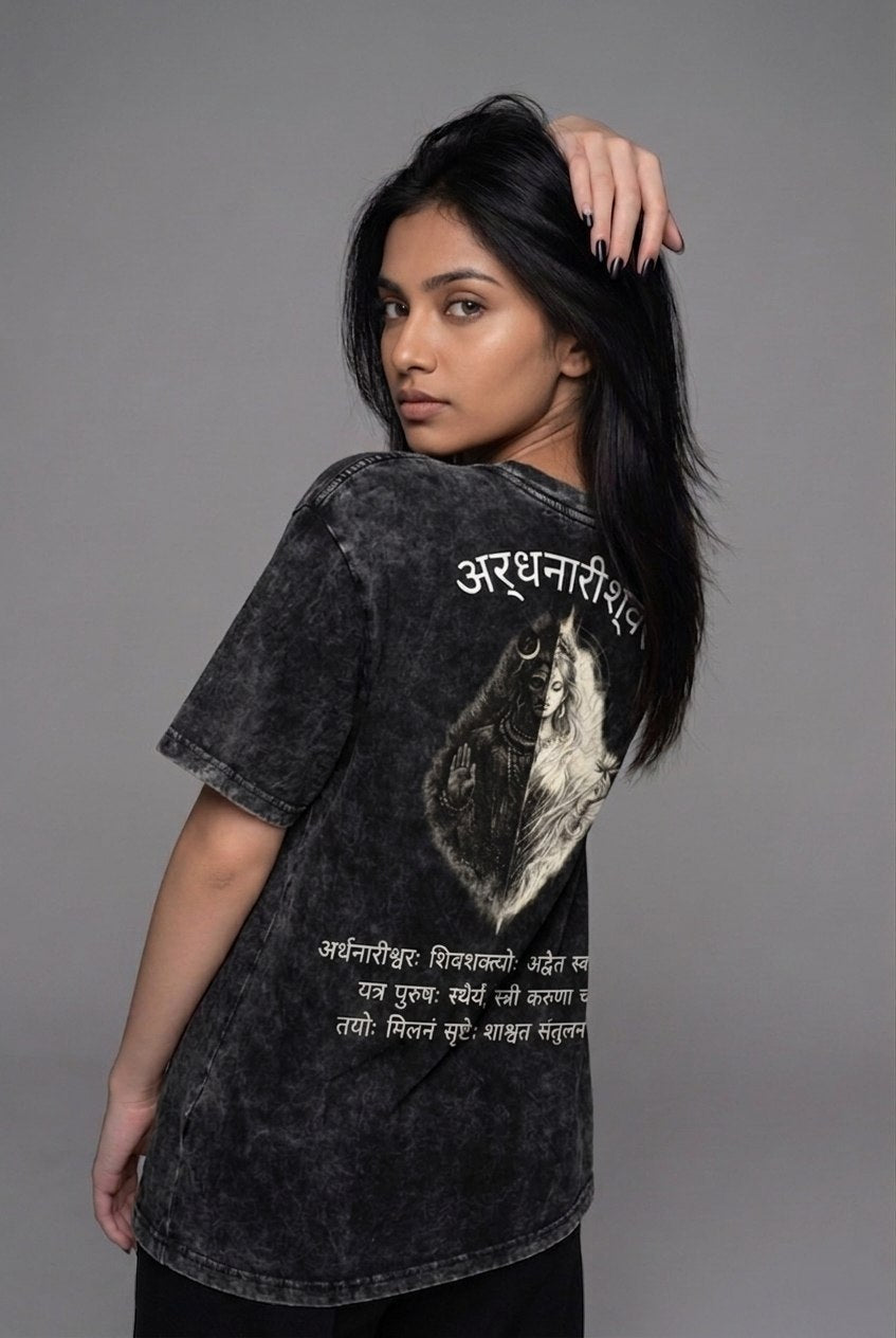 ARDHNARISHWAR | Unisex Acid Washed Oversized Tee - Clobric Fashion