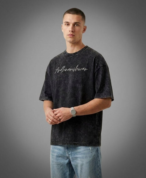 ARDHNARISHWAR | Unisex Acid Washed Oversized Tee - Clobric Fashion