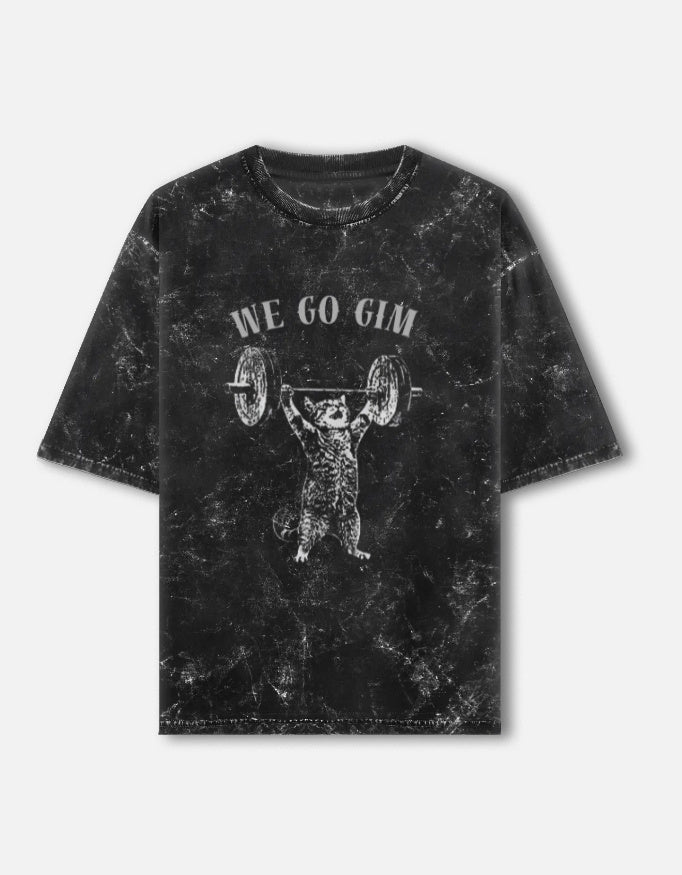 we go gim | Unisex Acid Washed Oversized Tee - Clobric Fashion